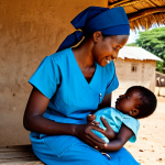 **

"A kind female nurse, fully clothed in modest scrubs, gently teaching a young mother in a rural Mozambican village about breastfeeding and hygiene, safe for work, appropriate content, professional, perfect anatomy, natural proportions, warm natural lighting, background showing modest village homes, focus on the nurturing interaction, high quality."

**
