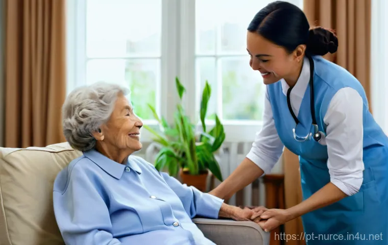 간호사의 전문 분야 선택 가이드 - Image Prompt 1: Compassionate Geriatric Care in a Home Setting**