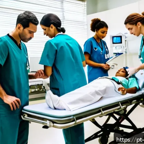 Home 27 응급실 간호사 업무 사례 - A busy emergency room scene in a modern Brazilian hospital, showing a diverse medical team including...
